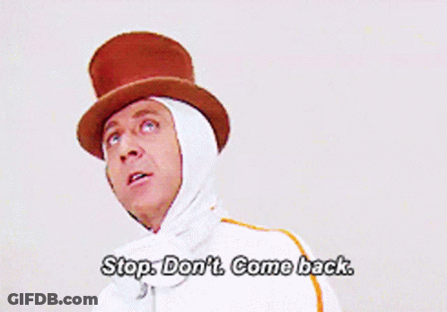 Man In Top Hat Says Stop Don't Come Back GIF