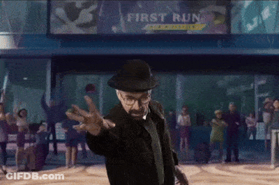 Man In Top Hat With First Run Sign GIF