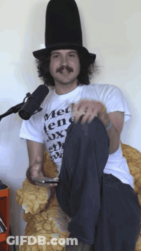 Man In Top Hat With Med T-Shirt GIF