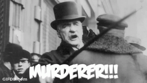 Man In Top Hat With Murder Word GIF