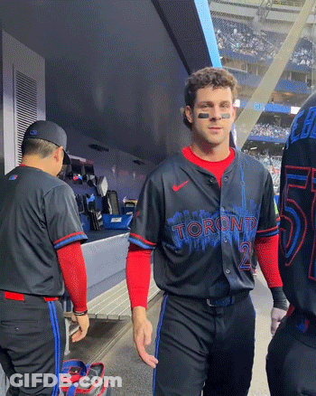 Man In Toronto Jersey Walking To Dugout GIF