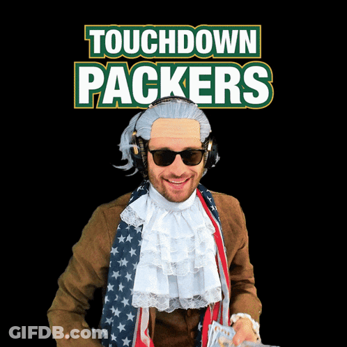 Man In Touchdown Packers Costume GIF