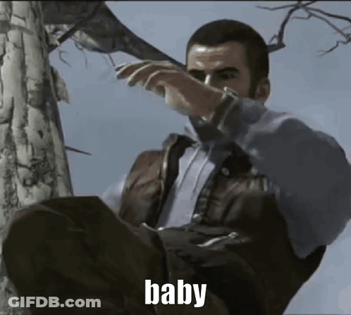 Man In Tree Holding Remote Covering Mouth GIF