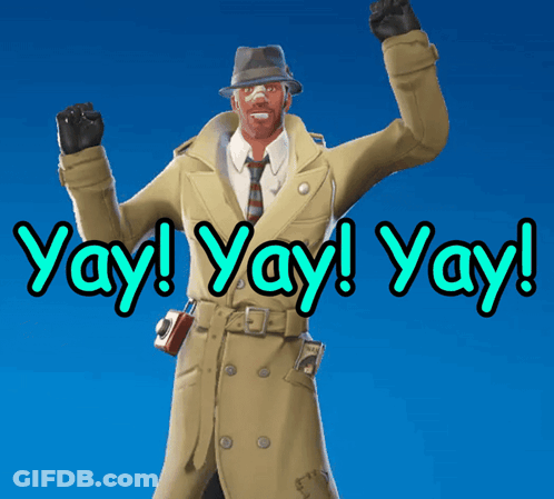 Man In Trench Coat And Hat Says Yay GIF