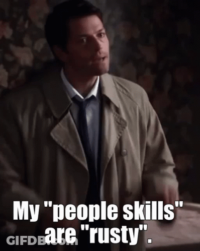 Man In Trench Coat Saying My People Skills Are Rusty GIF