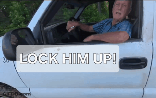Man In Truck Saying Lock Him Up GIF