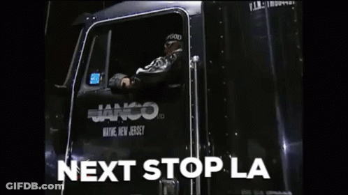 Man In Truck Saying Next Stop LA GIF