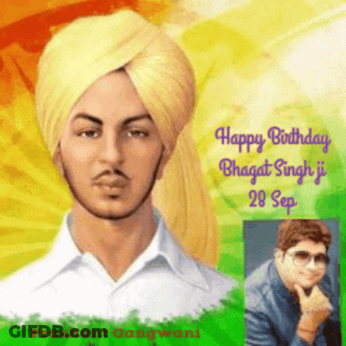 Man In Turban Happy Birthday Bhagat Singh Ji GIF