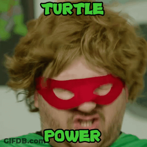 Man In Turtle Mask Saying Turtle Power GIF