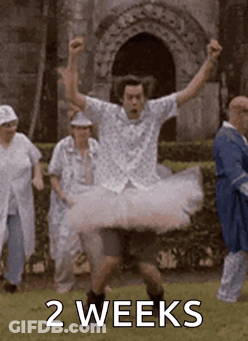 Man In Tutu Jumping With 2 Weeks Behind Him GIF