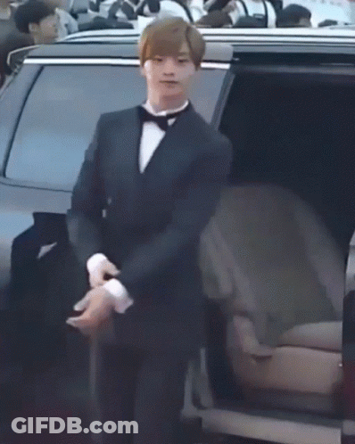 Man In Tuxedo And Bow Tie Getting Out Of Car GIF