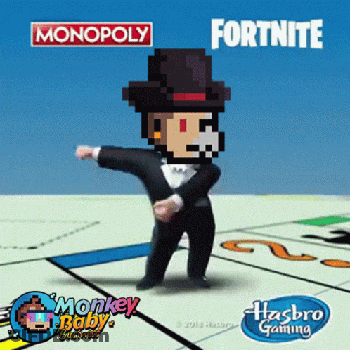 Man In Tuxedo And Top Hat Dancing On Monopoly Board GIF