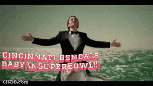 Man In Tuxedo Arms Outstretched Cincinnati Bengals Baby Superbowl GIF