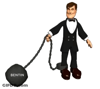 Man In Tuxedo Chained To Ball With Bentin GIF