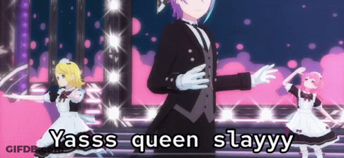 Man In Tuxedo Dancing With Two Maids GIF