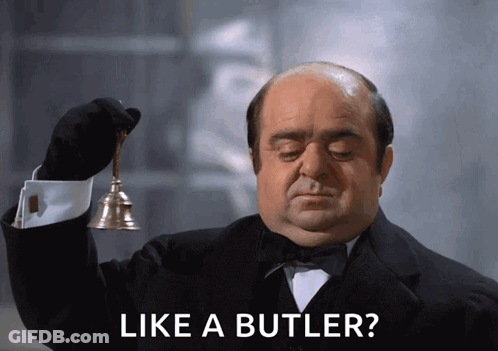 Man In Tuxedo Holding Bell Saying Like A Butler GIF