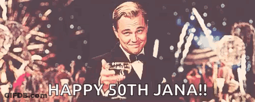Man In Tuxedo Holding Champagne Happy 50Th Jana GIF