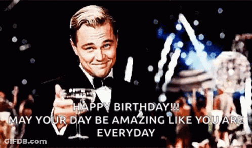 Man In Tuxedo Holding Champagne Happy Birthday GIF