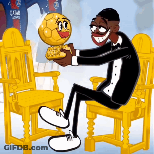 Man In Tuxedo Holding Gold Trophy With Smiley Face GIF