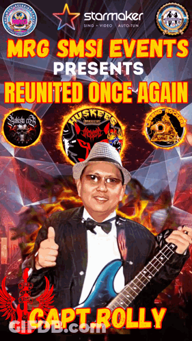 Man In Tuxedo Holding Guitar Thumbs Up Capt Rolly Poster GIF