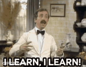 Man In Tuxedo Holding Scissors Saying I Learn I Learn GIF