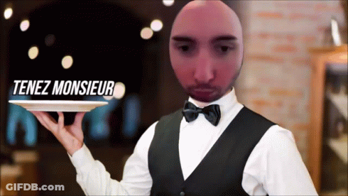 Man In Tuxedo Holding Tray Tenez Monsieur GIF