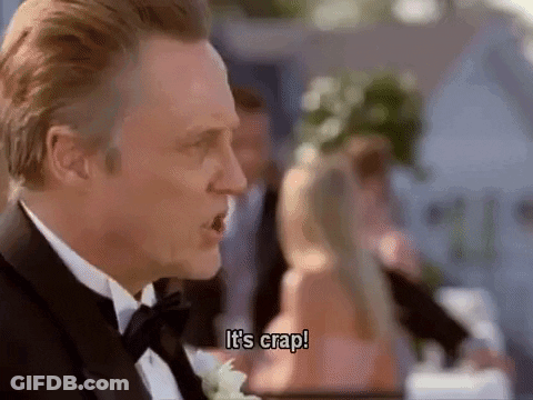 Man In Tuxedo Saying It's Crap At Wedding Reception GIF