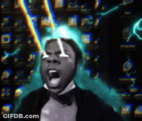 Man In Tuxedo Screaming With Lightning Bolt From Head GIF