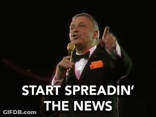 Man In Tuxedo Singing Into Microphone Start Spreadin' The News GIF