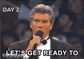 Man In Tuxedo Singing Let's Get Ready To GIF