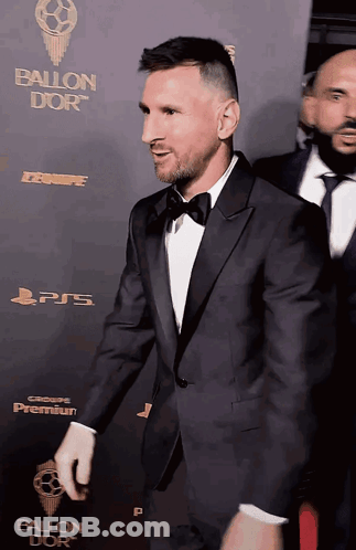 Man In Tuxedo Walking On Red Carpet Ballon D'Or GIF