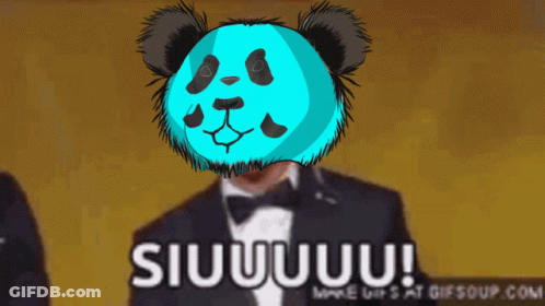 Man In Tuxedo With Panda Mask Saying Siuuuuuuu GIF