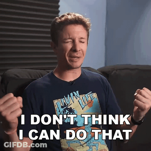 Man In Twin Life Shirt Says I Don't Think I Can Do That GIF