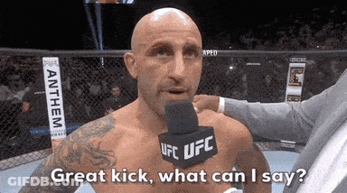 Man In UFC Ring Saying Great Kick What Can I Say GIF