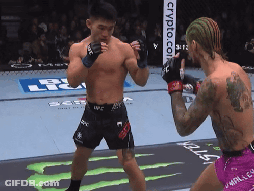 Man In UFC Shorts Next To Another Man GIF