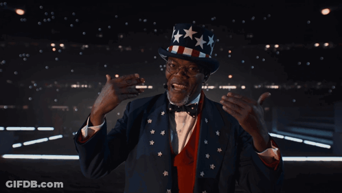 Man In Uncle Sam Costume Arms Outstretched GIF