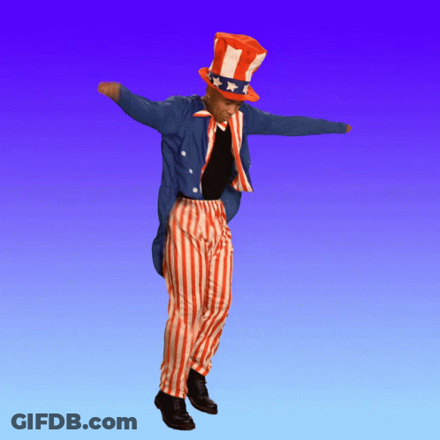 Man In Uncle Sam Costume Dancing GIF