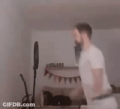 Man In Underwear Dancing In Living Room GIF