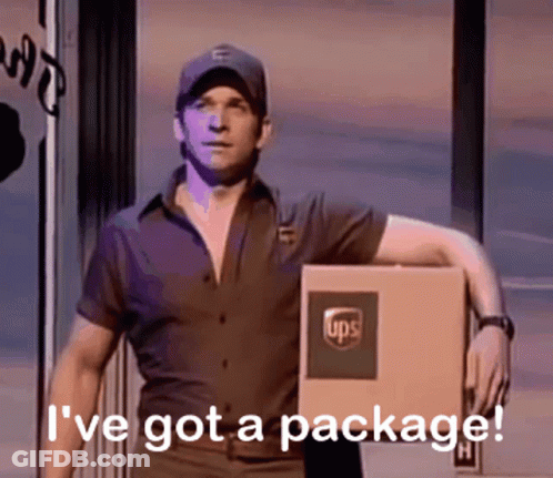 Man In UPS Uniform Holding Package GIF