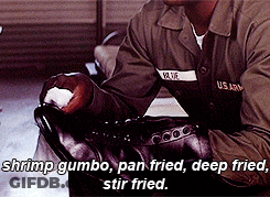 Man In US Army Uniform Holding Shrimp Bag GIF