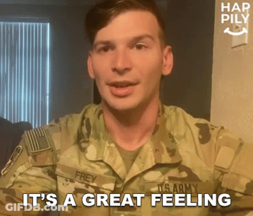 Man In US Army Uniform Saying It's A Great Feeling GIF