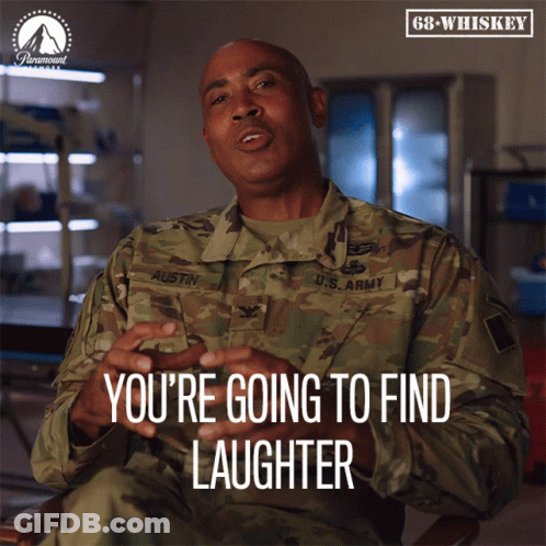 Man In US Army Uniform Smiling Says You're Going To Find Laughter GIF