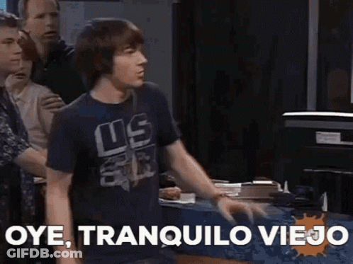 Man In US EL Shirt Says Oye Tranquilo Viejo GIF