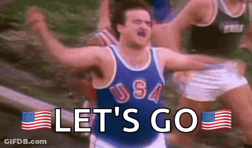 Man In USA Jersey Running Arms Up Let's Go GIF