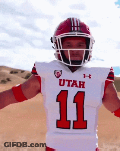 Man In Utah Football Jersey Number 11 GIF