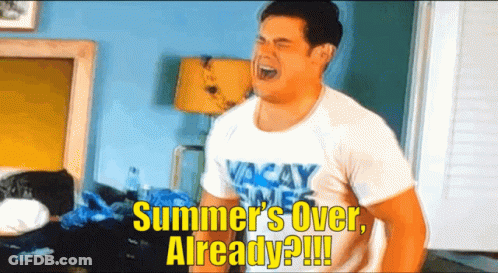 Man In Vacay Shirt Screaming Summer's Over Already GIF