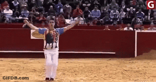 Man In Valencia T-Shirt In Bullring GIF