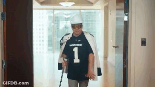 Man In Vanderbilt Jersey And Hard Hat GIF