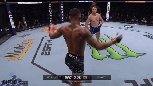 Man In Venum Shorts In UFC Ring GIF