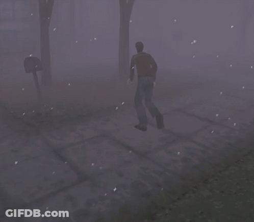 Man In Video Game Running In Fog GIF